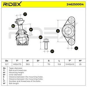 Rotule de suspension VOLVO 274185, 274186, 274193