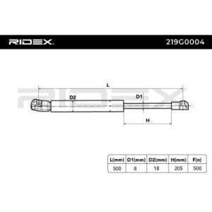 Vérin de coffre VW 1J6827550, 1J6827550C, 1J6827550E