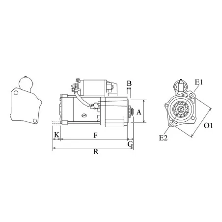 Démarreur 12V 1.7Kw 13dents Caterpillar 1992334, Mitsubishi 31B66-00100, 31B66-M001T68281