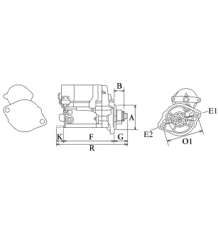 Démarreur 12V 1.2Kw 9dents Caterpillar 160-4648, OR9705, Denso 228000-7520