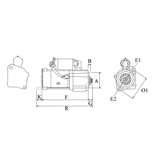 Démarreur 12V 2.0Kw 11dents Bosch 1986S00971, Nissan 23300-EB300, 23300-EB30A, 23300-EB30B