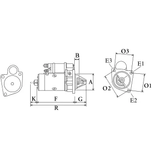 Démarreur 12V 2.3Kw 9dents Bosch 0001109417, 0001218822, Volkswagen 062911023, 062911023X