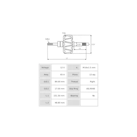 Rotors d’alternateurs pour BOSCH 0120144240 , 0120400944 , 0120400945 , 0120484029 , 0120484034 , 0120484042 , 0120488100