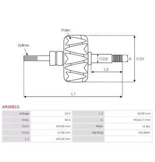 Rotor de alternadores para Bosch 0120468114, 0120469115, 0120469116, 60