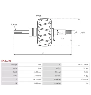 Rotor der Lichtmaschinen für Hitachi LR160412, LR160412F, LR1604441F, LR16