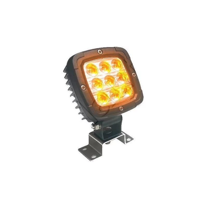 Phare de travail carré 9 leds type CREE - 10/30 Volts - ORANGE