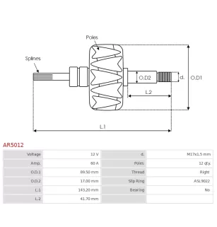 Rotor d’alternateurs pour MITSUBISHI 3730002503