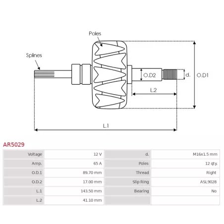 Rotor d’alternateurs pour MITSUBISHI A9004