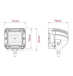 Luz de trabalho de 6 LED com 4 cores 1260 lúmens