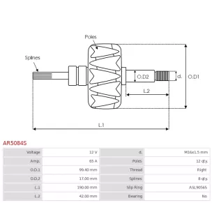 Rotor of alternators for Mitsubishi A5001