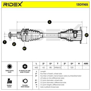 Arbre de transmission AUDI 8W0407271, 8W0407271B, 8W0407271D