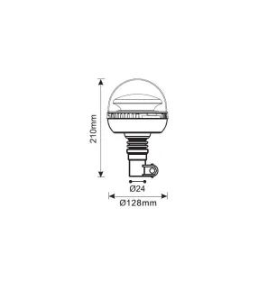 Rundumkennleuchte mit 45 LEDs am Stiel/Stab, 12/24 Volt R10 und R65