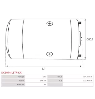 Moteur à courant continu ISKRA / LETRIKA pour AMJ5222 12V