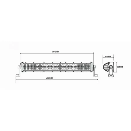 Rampe Longue portée 40 LEDS 630MM 8800 LUMENS 120W