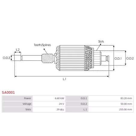 Induit démarreur pour BOSCH 0001411010 , 0001417001 , 0001417002 , 0001417005