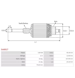 Induit démarreur pour BOSCH 0001367001 , 0001367002 , 0001367004 , 000