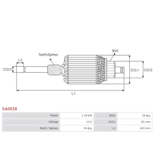 Induit démarreur pour BOSCH 0001310725 , 0001317007 , 0001317008 , 000