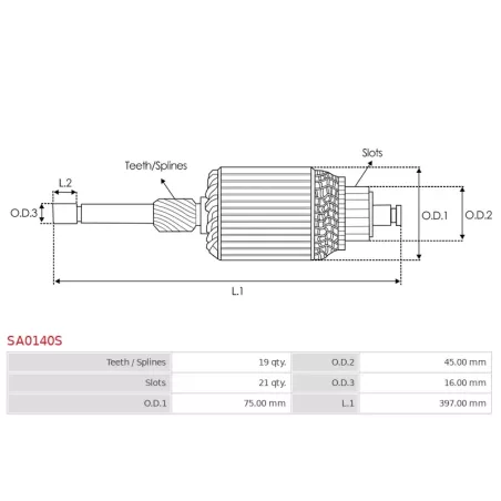 Induit démarreur pour BOSCH UD54545SA