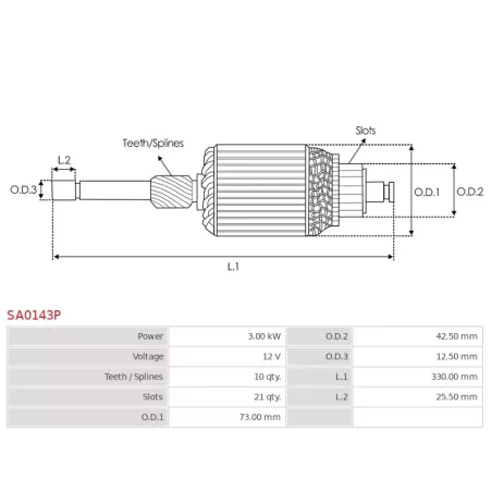 Induit démarreur pour BOSCH 9000083027, 9000083028, 9000083053, 9000083054