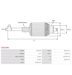 Induit démarreur pour BOSCH F000CD09A0