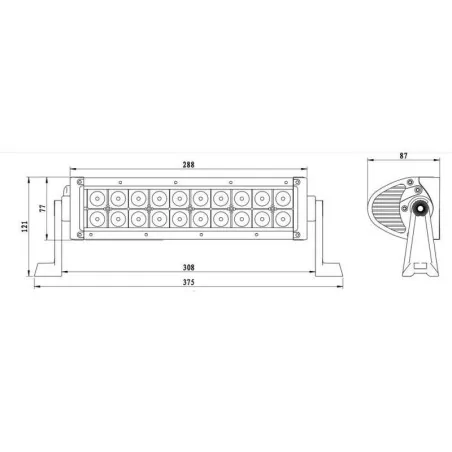 Rampe 20 LED Combo 375MM 9/32 Volts 4200 LUMENS