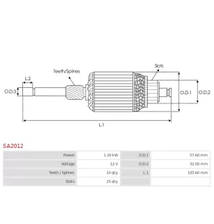 Induit démarreur pour HITACHI Induit démarreur pour HITACHI S13302, S1