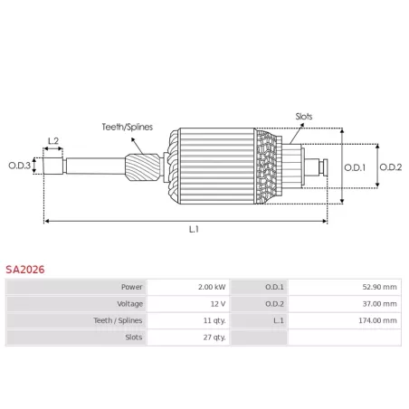 Induit démarreur pour HITACHI S13407, S13407A