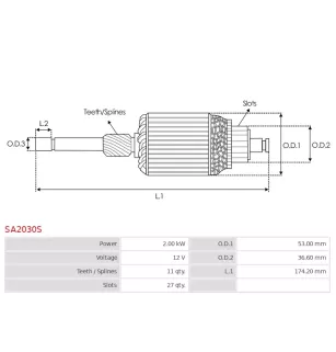 Induit démarreur pour HITACHI S13207