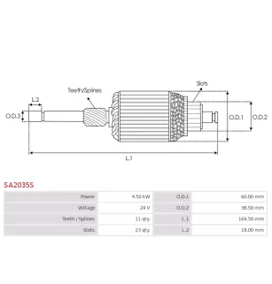 Induit démarreur pour HITACHI S2058