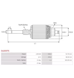 Induit démarreur pour HITACHI S2015