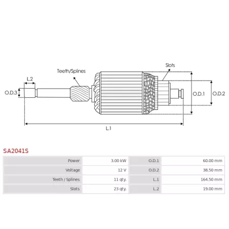 Induit démarreur pour HITACHI S13138, S1341, S2088S