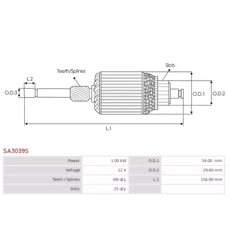 Induit démarreur pour VALEO FS10M3