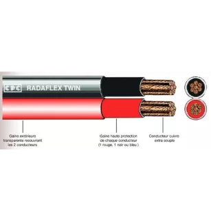Câbles 2 X 50MM2 batterie double jumelés Rouge et Noir à la coupe au mètre