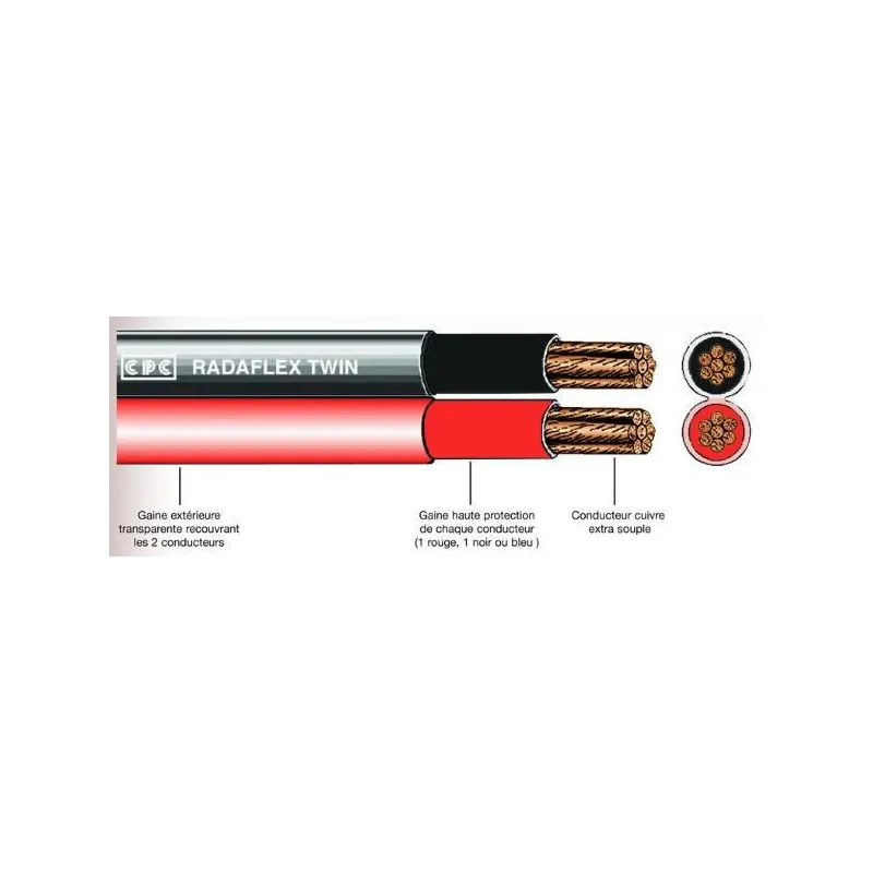 10MM2 Double Battery Cables Twinned Red and Black 10MM2 Double Battery Cables Twinned Red and Black