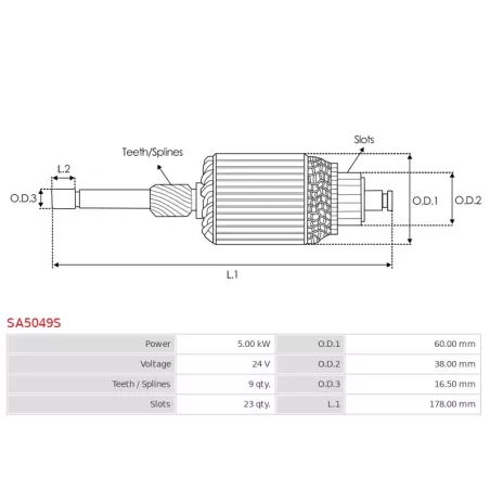 Induit démarreur pour MITSUBISHI S5051