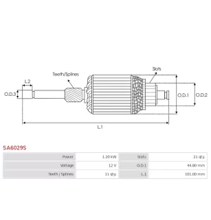 Induit démarreur pour DENSO 2280009872, 4280002140, 4280004521