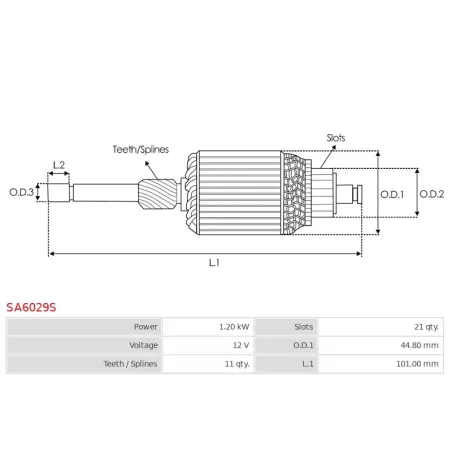 Induit démarreur pour DENSO 2280009872, 4280002140, 4280004521