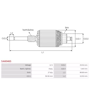 Induit démarreur pour DENSO UD53982SA