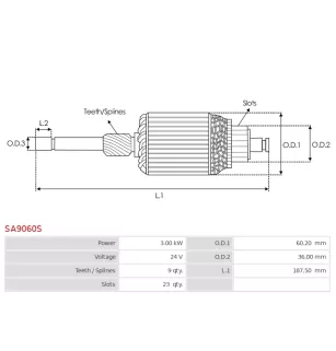 Induit démarreur pour SSANGYONG 1731513001