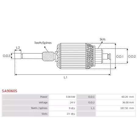 Induit démarreur pour SSANGYONG 1731513001