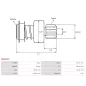 Pignon / lanceur démarreur pour BOSCH 0001310725, 0001316004, 0001317007, 0001317008