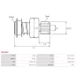 Pignon / lanceur démarreur pour BOSCH 0001107100, 0001107101, 0001107103, 0001107108