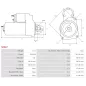 Démarreur 12V 3.0Kw 9 dents BOSCH 0001359043, 0001359084, 0001367034, 0001367059, 0001367300, 0001367301, 0001367303