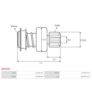 Pignon / lanceur démarreur pour BOSCH 0001410043, 0001410044, 00014100