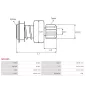 Pignon / lanceur démarreur pour BOSCH 0001208049, 0001208249, 0001211206