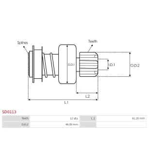 Pignon / lanceur démarreur pour BOSCH 0001416065, 0001416077, 00014170