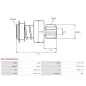 Pignon / lanceur démarreur pour BOSCH 0001109028, 0001109031, 0001110132