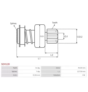 Pignon / lanceur démarreur pour BOSCH 0001109041, 0001109048, 00011090