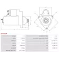 Démarreur 12V 1.80Kw 10 dents BOSCH, 0001124001, 0001124002, 0001125007, 0001125008, 0001125012, 0001125013