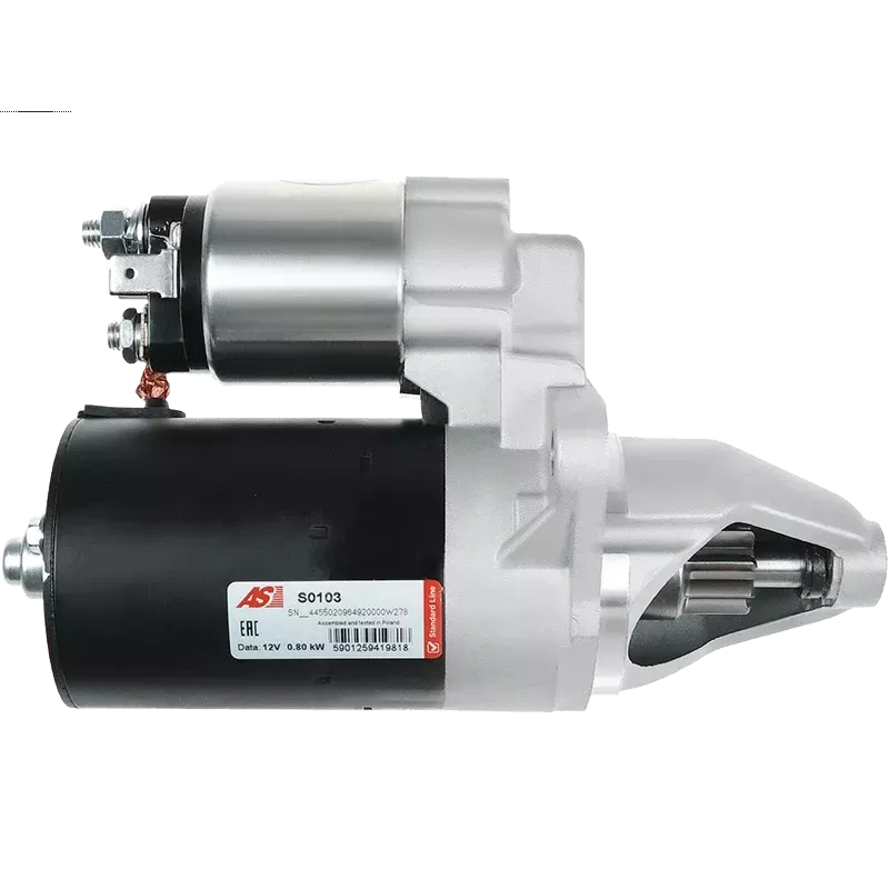 Starter 12V 0.80KW 9 Dent Sostituisce As-PL S0103, Bosch 0001106016